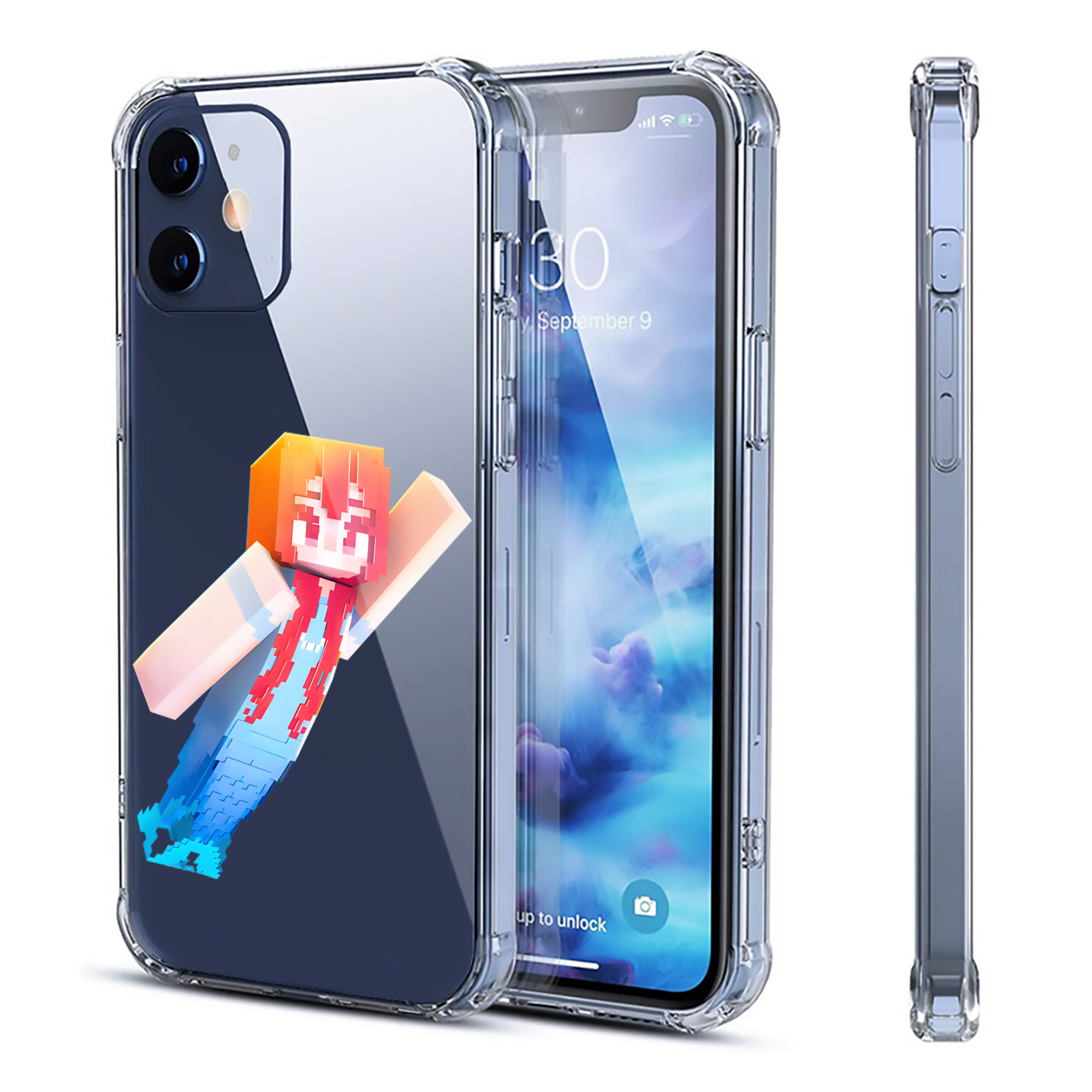（画像用） マインクラフト ブロックの世界 Minecraft MC Block world 【iPhone 12シリーズ対応】透明スマホケース（クリアソフトケース）